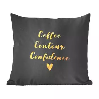 Декоративная подушка MuchoWow Диванная подушка Декоративная подушка для гостиной 45 x 45 см Цитата - Кофе - Золото - Мрамор - Чехлы для подушек - Декоративные чехлы для подушек - Декоративные чехлы для подушек