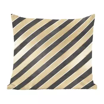 Декоративная подушка MuchoWow Диванная подушка Декоративная подушка для гостиной 50 x 50 см Узор - Полосы - Золотой - Черный - Чехлы на подушки - Украшение - Спальня