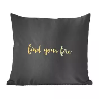 Декоративная подушка MuchoWow Диванная подушка Декоративная подушка для гостиной 60 x 60 см Котировки - Огонь - Золото - Черный - Чехол на подушку - Хлопчатобумажная ткань - Декоративные наволочки