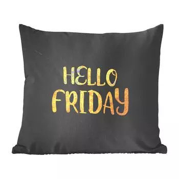 Декоративная подушка MuchoWow, диванная подушка, декоративная подушка для гостиной, 60 х 60 см, цитата - Пятница - золото - мрамор - чехол на подушку - хлопчатобумажная ткань - декоративные наволочки