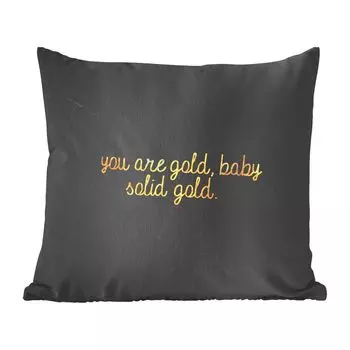 Декоративная подушка MuchoWow Диванная подушка Декоративная подушка для гостиной 60 x 60 см Котировки - Золото - Мрамор - Черный - Чехол на подушку - Хлопчатобумажная ткань - Декоративные наволочки