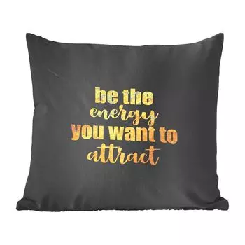 Декоративная подушка MuchoWow Диванная подушка Декоративная подушка для гостиной 60 x 60 см Цитаты - Энергия - Золото - Мрамор - Чехол на подушку - Хлопчатобумажная ткань - Декоративные наволочки