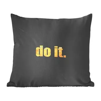 Декоративная подушка MuchoWow, диванная подушка, декоративная подушка для гостиной, 60 x 60 см, цитаты - мотивация - золото - мрамор - чехол на подушку - хлопковая ткань - декоративные наволочки, мультиколор