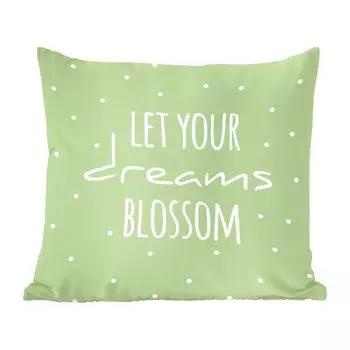 Декоративная подушка MuchoWow, диванная подушка, декоративная подушка для гостиной, 60 x 60 см, цитаты - «Пусть расцветают ваши мечты» - пословицы - чехол на подушку - хлопчатобумажная ткань - декоративные наволочки