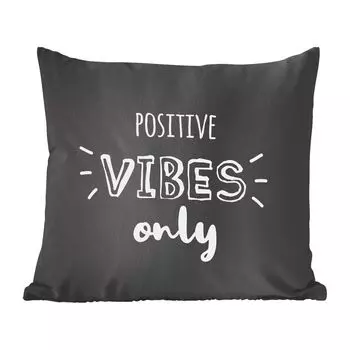 Декоративная подушка MuchoWow Диванная подушка Декоративная подушка для гостиной 45 x 45 см Цитаты - «Только положительные вибрации» - Пословицы - Чехлы для подушек - Декоративные чехлы для подушек - Декоративные чехлы для подушек
