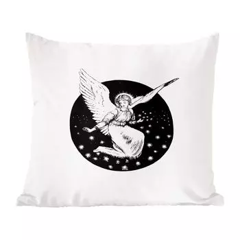 Декоративная подушка MuchoWow, диванная подушка, декоративная подушка для гостиной, 60 х 60 см, винтаж - ангел - религия - чехол на подушку - хлопчатобумажная ткань - декоративные чехлы на подушки