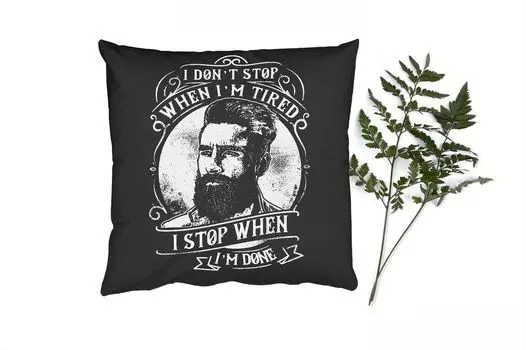 Декоративная подушка MuchoWow Диванная подушка Декоративная подушка для гостиной 60 x 60 см Mancave - Мужчины - Винтаж - Цитата - Чехол на подушку - Хлопчатобумажная ткань - Декоративные наволочки