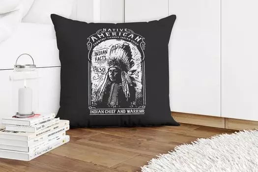 Декоративная подушка MuchoWow Диванная подушка Декоративная подушка для гостиной 60 x 60 см Индийский стиль - Ретро - Цитата - Черный - Белый - Чехол на подушку - Хлопчатобумажная ткань - Декоративные наволочки