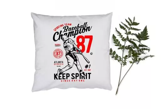 Декоративная подушка MuchoWow, диванная подушка, декоративная подушка для гостиной, 60 х 60 см, бейсбол, бита, винтаж, чехол на подушку, хлопковая ткань, декоративные чехлы на подушки