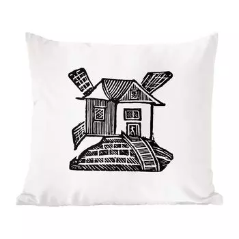 Декоративная подушка MuchoWow, диванная подушка, декоративная подушка для гостиной, 60 х 60 см, ретро, винтаж, ветряная мельница, чехол на подушку, хлопковая ткань, декоративные чехлы на подушки
