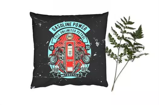 Декоративная подушка MuchoWow Диванная подушка Декоративная подушка для гостиной 60 x 60 см Mancave - Мотор - Насос - Ретро - Чехол на подушку - Хлопчатобумажная ткань - Декоративные наволочки