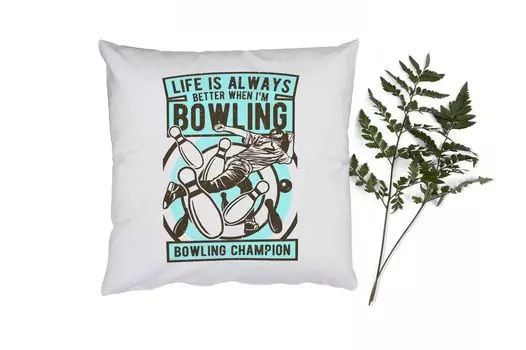 Декоративная подушка MuchoWow, диванная подушка, декоративная подушка для гостиной, 60 х 60 см, боулинг - цитаты - винтаж - чехол на подушку - хлопчатобумажная ткань - декоративные чехлы на подушки