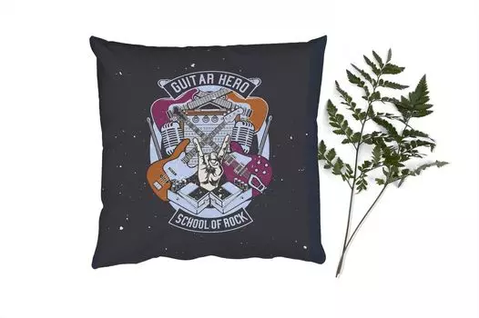 Декоративная подушка MuchoWow, диванная подушка, декоративная подушка для гостиной, 60 x 60 см, гитара - музыкальные инструменты - ретро - чехол на подушку - хлопковая ткань - декоративные наволочки