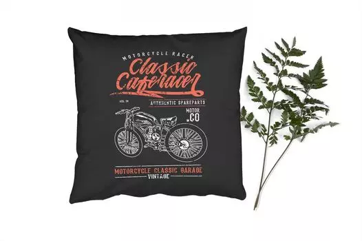 Декоративная подушка MuchoWow Диванная подушка Декоративная подушка для гостиной 60 x 60 см Mancave - Мотор - Ретро - Цитаты - Чехол на подушку - Хлопчатобумажная ткань - Декоративные наволочки