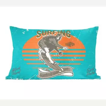 Декоративная подушка MuchoWow Диванная подушка Декоративная подушка для гостиной 60 x 40 см Винтаж - Серфинг - Доска для серфинга - Чехлы на подушки - Декоративные чехлы на подушки - Декоративные чехлы на подушки