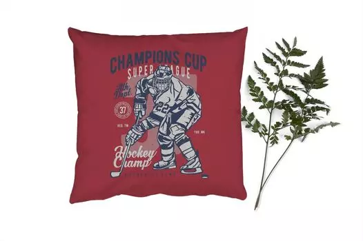 Декоративная подушка MuchoWow, диванная подушка, декоративная подушка для гостиной, 60 х 60 см, хоккей, коньки, винтаж, чехол на подушку, хлопчатобумажная ткань, декоративные чехлы на подушки
