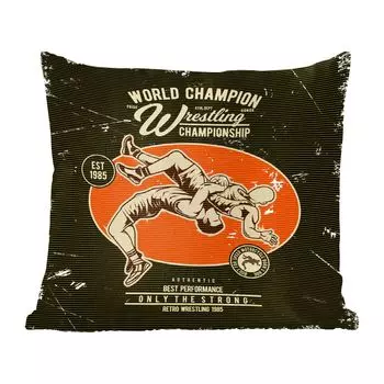 Декоративная подушка MuchoWow, диванная подушка, декоративная подушка для гостиной, 60 х 60 см, винтаж - борьба - спорт - чехол на подушку - хлопчатобумажная ткань - декоративные наволочки