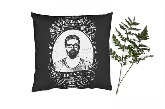 Декоративная подушка MuchoWow Диванная подушка Декоративная подушка для гостиной 45 x 45 см Mancave - Мужчины - Борода - Ретро - Чехлы для подушек - Декоративные чехлы для подушек - Декоративные чехлы для подушек