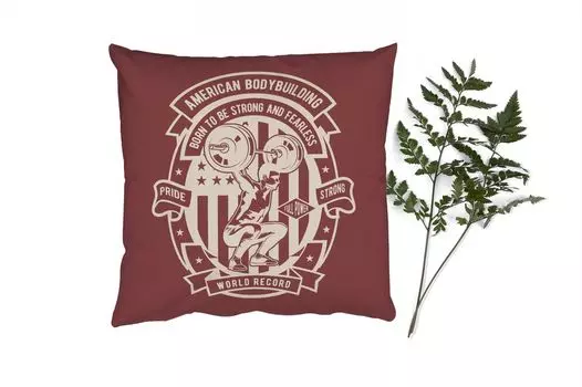 Декоративная подушка MuchoWow Диванная подушка Декоративная подушка для гостиной 45 x 45 см Mancave - Гири - Флаг - Америка - Ретро - Чехлы на подушки - Декоративные чехлы на подушки - Декоративные чехлы на подушки