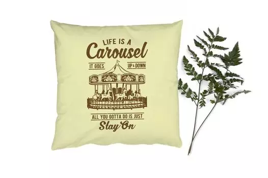 Декоративная подушка MuchoWow, диванная подушка, декоративная подушка для гостиной, 60 х 60 см, карусель - цитаты - винтаж - чехол на подушку - хлопчатобумажная ткань - декоративные наволочки