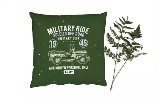 Декоративная подушка MuchoWow Диванная подушка Декоративная подушка для гостиной 60 x 60 см Mancave - Автомобиль - Джип - Винтажный автомобиль - Чехол на подушку - Хлопчатобумажная ткань - Декоративные наволочки