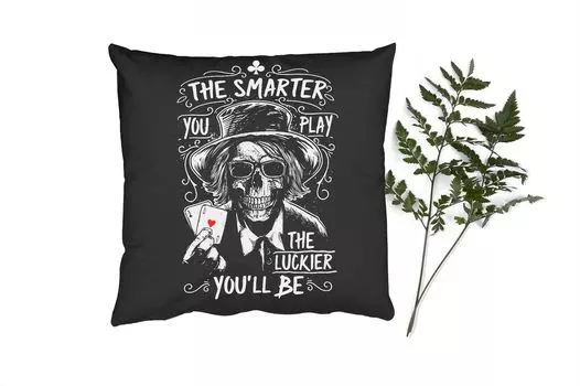 Декоративная подушка MuchoWow Диванная подушка Декоративная подушка для гостиной 60 x 60 см Mancave - Игральные карты - Ретро - Черный - Белый - Чехлы на подушки - Хлопчатобумажная ткань - Декоративные наволочки