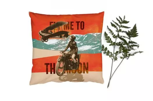 Декоративная подушка MuchoWow Диванная подушка Декоративная подушка для гостиной 60 x 60 см Mancave - Двигатель - Самолет - Винтаж - Чехлы на подушки - Хлопчатобумажная ткань - Декоративные наволочки