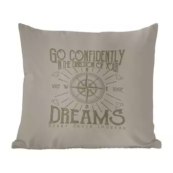 Декоративная подушка MuchoWow Диванная подушка Декоративная подушка для гостиной 60 x 60 см Винтаж - Компас - Мечты - Чехол на подушку - Хлопчатобумажная ткань - Декоративные наволочки