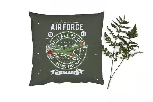 Декоративная подушка MuchoWow Диванная подушка Декоративная подушка для гостиной 60 x 60 см Mancave - Самолет - Армия - Старомодный - Чехлы на подушки - Хлопчатобумажная ткань - Декоративные наволочки