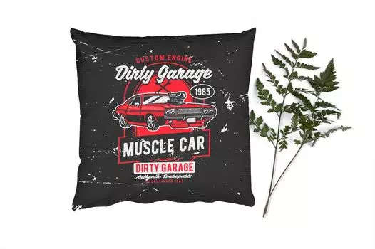 Декоративная подушка MuchoWow Диванная подушка Декоративная подушка для гостиной 60 x 60 см Mancave - Автомобиль - Ретро - Красный - Чехлы на подушки - Хлопчатобумажная ткань - Декоративные наволочки