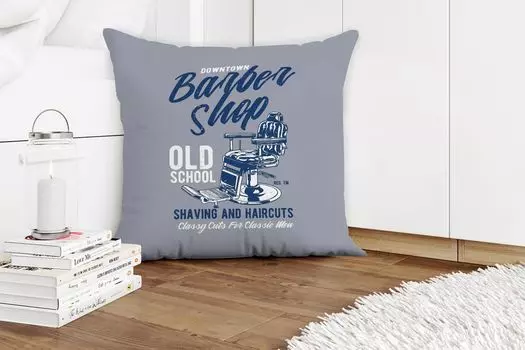 Декоративная подушка MuchoWow Диванная подушка Декоративная подушка для гостиной 60 x 60 см Mancave - Парикмахерская - Винтаж - Чехлы на подушки - Хлопчатобумажная ткань - Декоративные наволочки