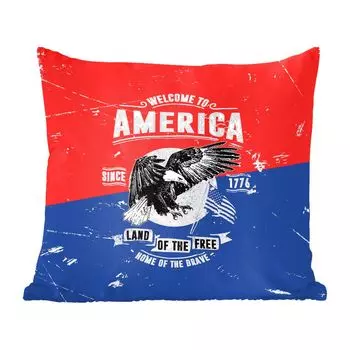 Декоративная подушка MuchoWow, диванная подушка, декоративная подушка для гостиной, 60 х 60 см, винтаж - птица - Америка - чехол на подушку - хлопчатобумажная ткань - декоративные наволочки