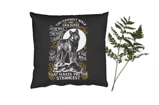 Декоративная подушка MuchoWow, диванная подушка, декоративная подушка для гостиной, 60 х 60 см, волк, животные, ретро, цитата, чехол на подушку, хлопчатобумажная ткань, декоративные чехлы на подушки