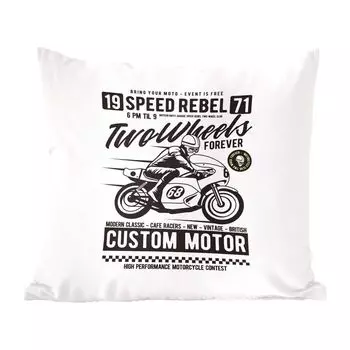 Декоративная подушка MuchoWow, диванная подушка, декоративная подушка для гостиной, 50 х 50 см, мотоцикл, шлем, ретро, чехлы на подушки, украшение, спальня