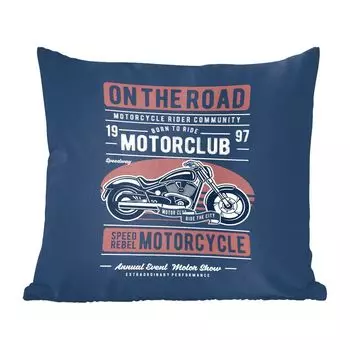 Декоративная подушка MuchoWow, диванная подушка, декоративная подушка для гостиной, 60 х 60 см, мотоцикл, ретро, цитата, чехол на подушку, хлопчатобумажная ткань, декоративные чехлы на подушки