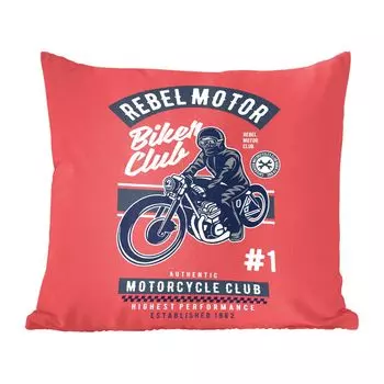 Декоративная подушка MuchoWow, диванная подушка, декоративная подушка для гостиной, 60 х 60 см, мотоцикл, мужчина, ретро, рисунок, чехол на подушку, хлопчатобумажная ткань, декоративные чехлы на подушки