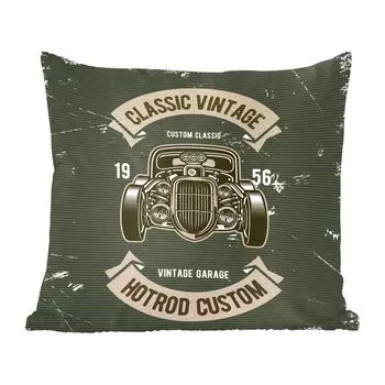 Декоративная подушка MuchoWow, диванная подушка, декоративная подушка для гостиной, 60 х 60 см, автомобиль, старинный автомобиль, цитата, чехол на подушку, хлопчатобумажная ткань, декоративные чехлы на подушки