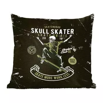 Декоративная подушка MuchoWow, диванная подушка, декоративная подушка для гостиной, 60 х 60 см, скейтборд, скелетон, винтаж, цитата, чехол на подушку, хлопчатобумажная ткань, декоративные чехлы на подушки