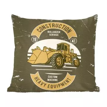 Декоративная подушка MuchoWow Диванная подушка Декоративная подушка для гостиной 45 x 45 см Бульдозер - Винтажный рисунок - Чехлы для подушек - Декоративные чехлы для подушек - Декоративные чехлы для подушек
