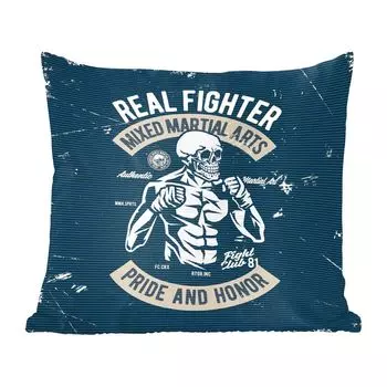 Декоративная подушка MuchoWow, диванная подушка, декоративная подушка для гостиной, 60 х 60 см, боевые искусства, скелет, ретро, рисунок, чехол на подушку, хлопчатобумажная ткань, декоративные чехлы на подушки