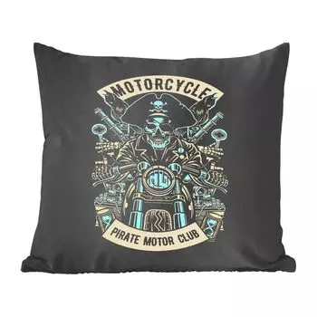 Декоративная подушка MuchoWow, диванная подушка, декоративная подушка для гостиной, 60 х 60 см, мотор, скелет, пират, винтаж, чехол на подушку, хлопчатобумажная ткань, декоративные чехлы на подушки