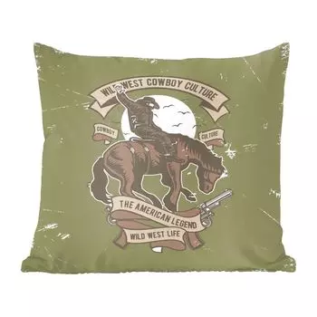 Декоративная подушка MuchoWow, диванная подушка, декоративная подушка для гостиной, 60 х 60 см, лошади, пистолеты, ковбои, ретро, чехол на подушку, хлопчатобумажная ткань, декоративные чехлы на подушки