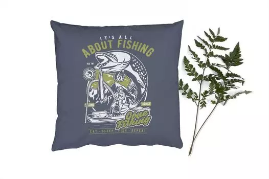 Декоративная подушка MuchoWow, диванная подушка, декоративная подушка для гостиной, 60 х 60 см, рыба, стержень, ретро, чехол на подушку, хлопчатобумажная ткань, декоративные чехлы на подушки
