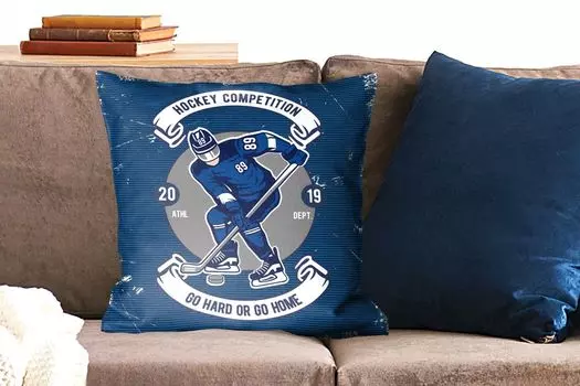 Декоративная подушка MuchoWow, диванная подушка, декоративная подушка для гостиной, 50 х 50 см, хоккей, винтаж, шайба, чехлы на подушки, украшение, спальня