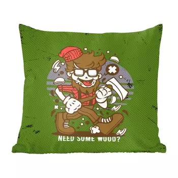 Декоративная подушка MuchoWow, диванная подушка, декоративная подушка для гостиной, 60 х 60 см, винтаж - топор - очки - чехол на подушку - хлопчатобумажная ткань - декоративные чехлы на подушки