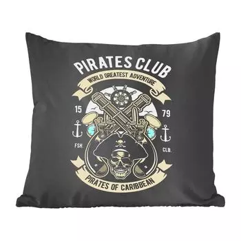 Декоративная подушка MuchoWow, диванная подушка, декоративная подушка для гостиной, 60 х 60 см, пират, пушка, ретро, рисунок, чехол на подушку, хлопчатобумажная ткань, декоративные наволочки