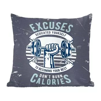 Декоративная подушка MuchoWow Диванная подушка Декоративная подушка для гостиной 50 x 50 см Грузики - Фитнес - Рука - Ретро - Чехлы на подушки - Украшение - Спальня