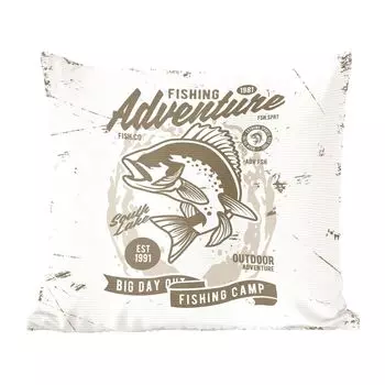 Декоративная подушка MuchoWow, диванная подушка, декоративная подушка для гостиной, 60 х 60 см, рыба, ретро, цитата, чехол на подушку, хлопчатобумажная ткань, декоративные чехлы на подушки, мультиколор