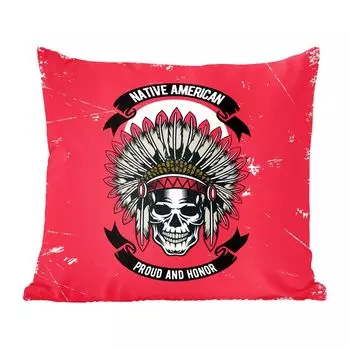 Декоративная подушка MuchoWow Диванная подушка Декоративная подушка для гостиной 60 x 60 см Indianooi - Череп - Винтаж - Цитата - Чехол на подушку - Хлопчатобумажная ткань - Декоративные наволочки