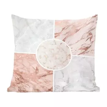 Декоративная подушка MuchoWow, диванная подушка, декоративная подушка для гостиной, 60 х 60 см, мрамор, розовый, белый, чехол на подушку, хлопчатобумажная ткань, декоративные чехлы на подушки